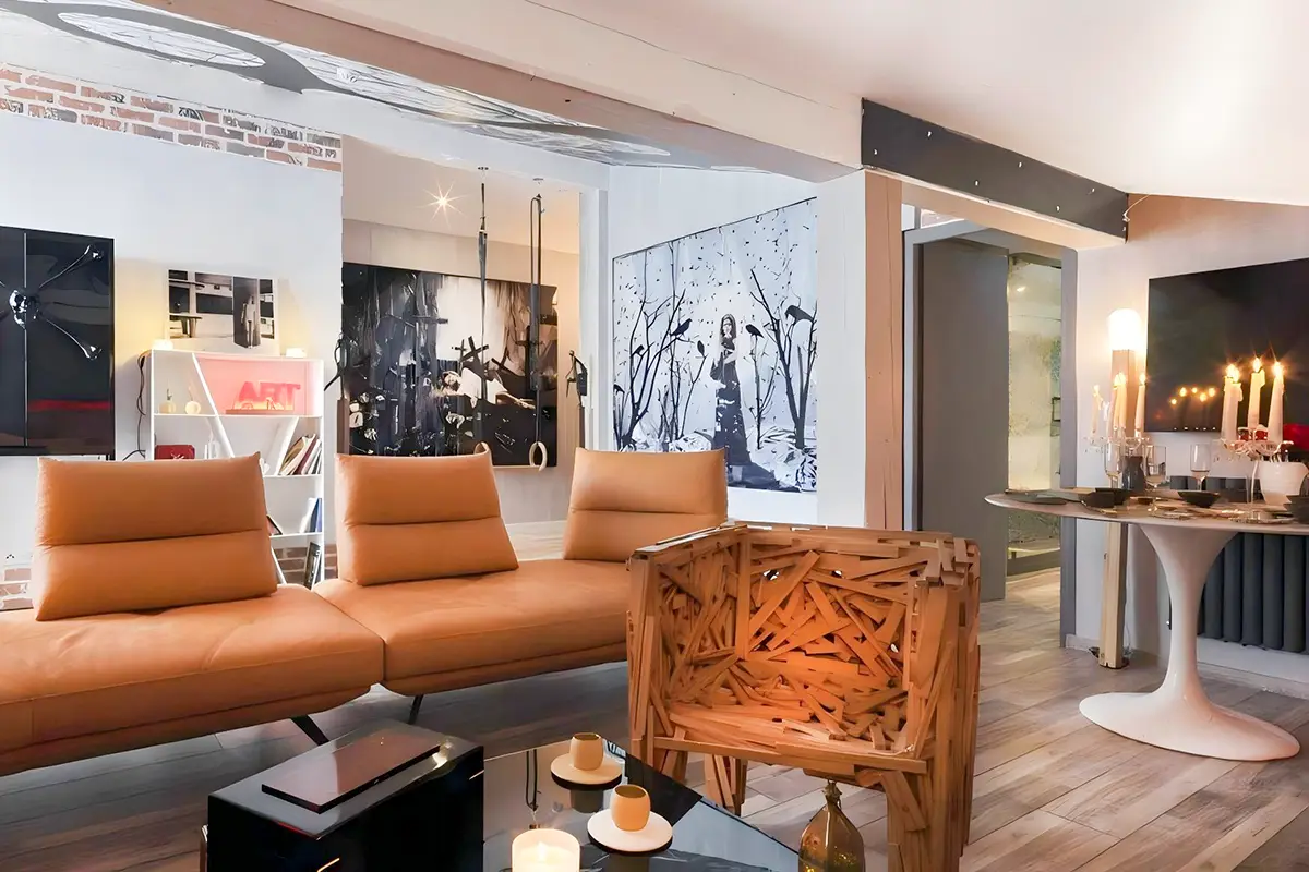 Leather Sofa in Renovation Project of Snow Lodge Hotel