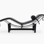 Corbusier Inspired LC4 Chaise Lounge Chair in Cowhide Leather