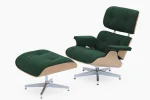 Boucle Fabric Eams Lounge Chair and Ottoman With HM Feet