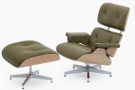 Top Grain Leather Eams Lounge Chair and Ottoman with HM Feet