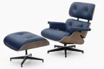 Full Grain Aniline Leather Eams Lounge Chair and Ottoman With HM Feet